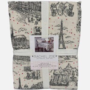 Rachel Zoe Paris Pink Hearts Eiffel Tower Cafe Tablecloth 60x84 Valentine's Day